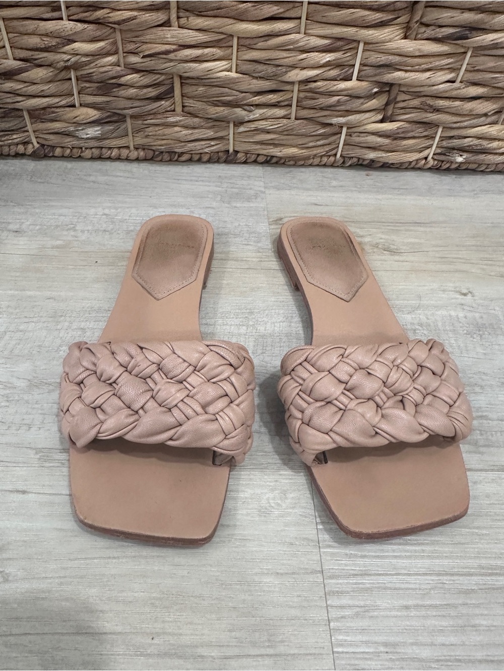 Marc Fisher Braided Slide Sandals in Blush Taupe